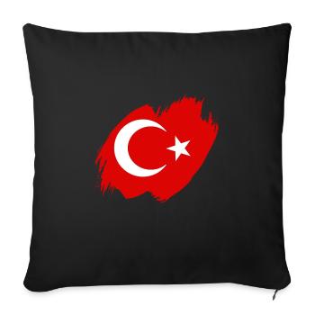 Drapeau de Turquie Utilisé Look Drapeau Turc Vintage - Coussin et housse de 45 x 45 cm - noir - Devant