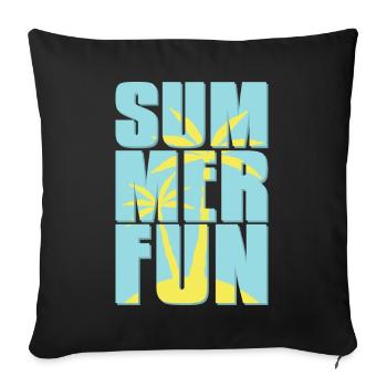 Summer fun. Freedom. - Sofa pillow with filling 45cm x 45cm - black - Front