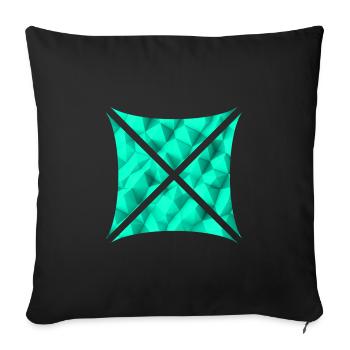 Abstrait Polygone Design Turquoise - Coussin et housse de 45 x 45 cm - noir - Devant