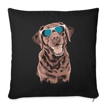 Brown Labrador with sunglasses - Sofa pillow with filling 45cm x 45cm - black - Front