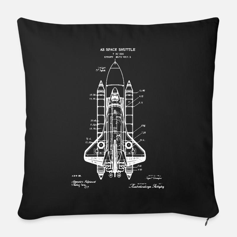 Space Shuttle-Bauplan - Sofakissen mit Füllung 45 x 45 cm - Schwarz