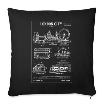 T-shirt London Skyline Blueprint - Coussin et housse de 45 x 45 cm - noir - Devant