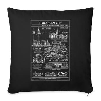 Plan directeur de la ville de Stockholm - Coussin et housse de 45 x 45 cm - noir - Devant