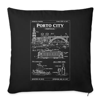 Porto city of Portugal blueprint design - Sofa pillow with filling 45cm x 45cm - black - Front