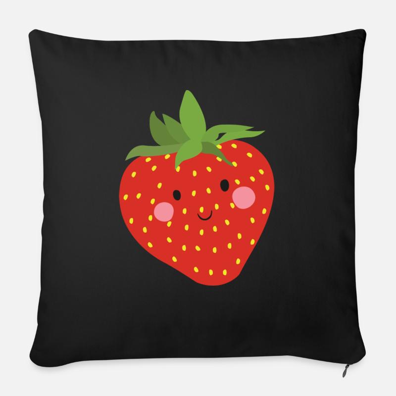Erdbeere - Sofakissen mit Füllung 45 x 45 cm - Schwarz