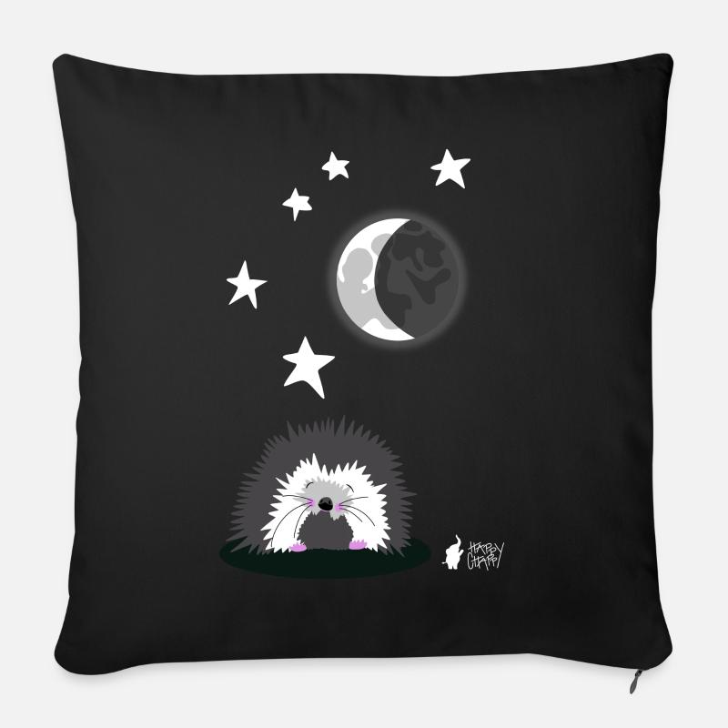Igel im Mondschein - Sofakissen mit Füllung 45 x 45 cm - Schwarz