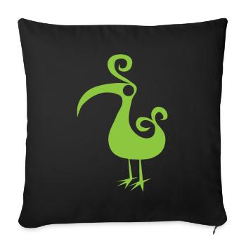 GREENEY Vogel 5 grün green bird design Schnabel - Sofakissen mit Füllung 45 x 45 cm - Schwarz - Vorne