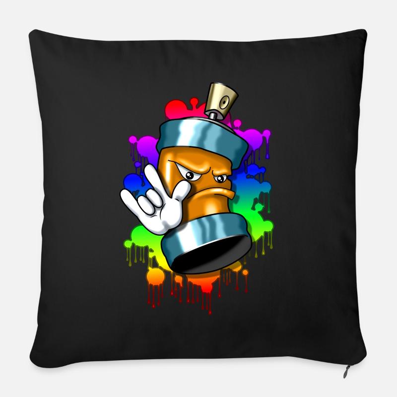 Colorful Spray Can - Coussin et housse de 45 x 45 cm - noir