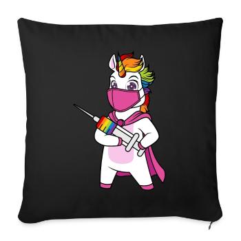 Vaccinated Unicorn Immunicorn - Sofa pillow with filling 45cm x 45cm - black - Front