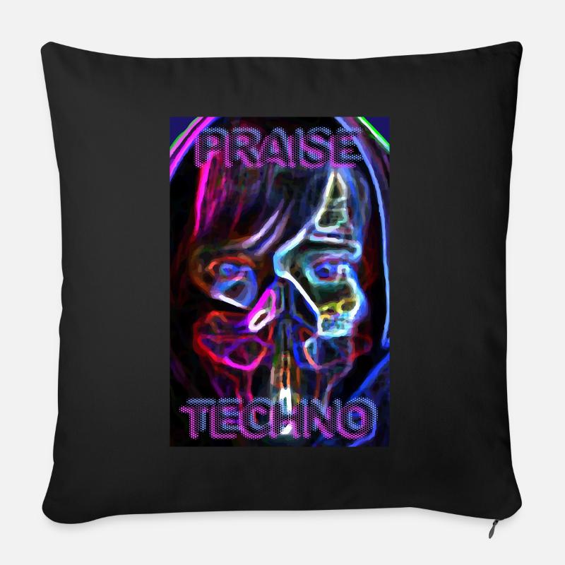 Dark Hard Techno Musik | Lob Techno - Sofakissen mit Füllung 45 x 45 cm - Schwarz