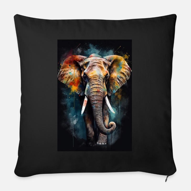 Elefant - Sofakissen mit Füllung 45 x 45 cm - Schwarz