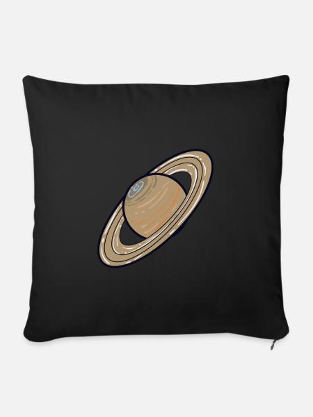Sonnensystem Planeten Saturn - Sofakissen mit Füllung 45 x 45 cm - Schwarz