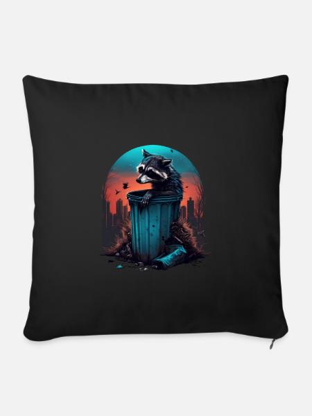 Raccoon Waschbär - Sofakissen mit Füllung 45 x 45 cm - Schwarz