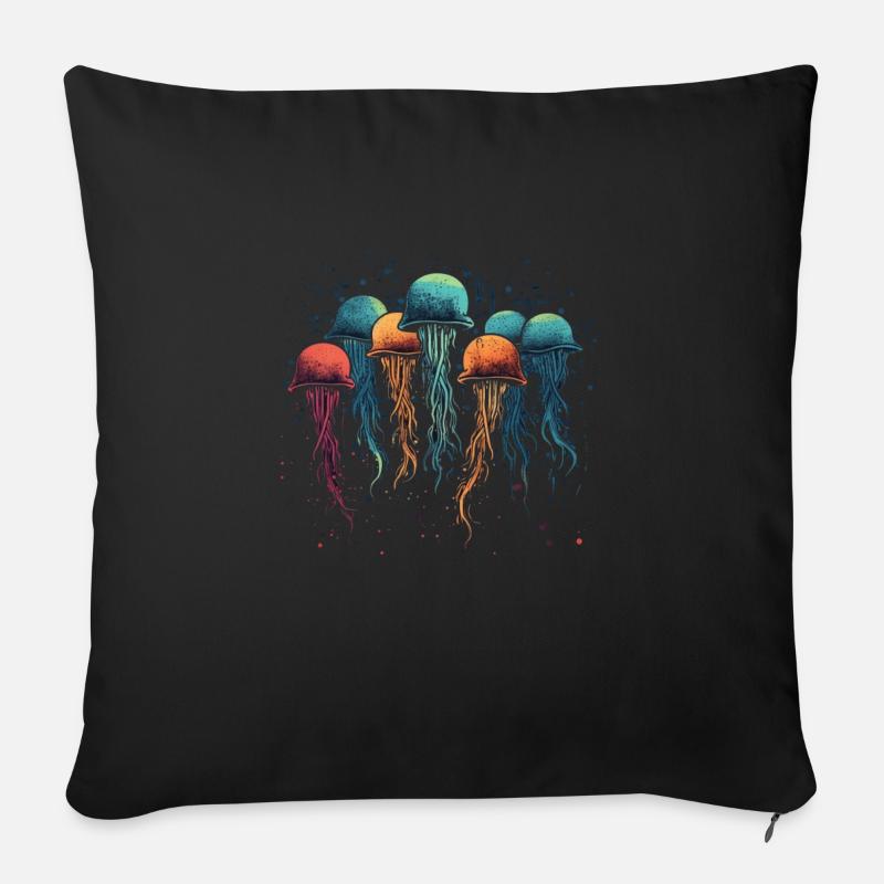 Jellyfish - Sofa pillow with filling 45cm x 45cm - black