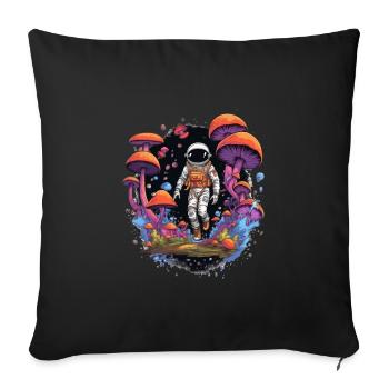 Astronaut Mushrooms - Sofa pillow with filling 45cm x 45cm - black - Front