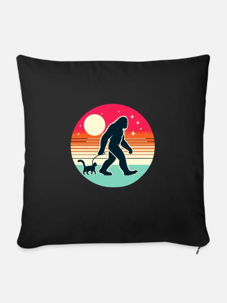 Bigfoot Katze Lustige Bilder - Sofakissen mit Füllung 45 x 45 cm - Schwarz