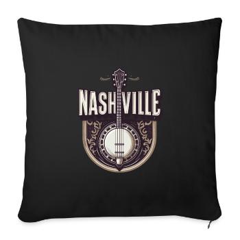 Banjo Guitar Bluegrass Music Nashville - Sofa pillow with filling 45cm x 45cm - black - Front