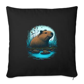 Capybara - Sofa pillow with filling 45cm x 45cm - black - Front