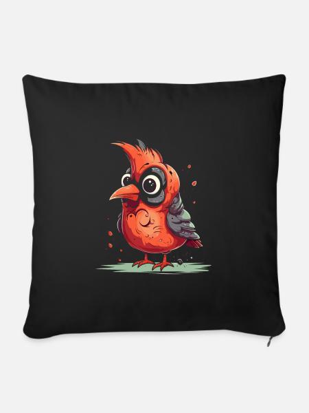 Kardinal Vogel Rotkardinal - Sofakissen mit Füllung 45 x 45 cm - Schwarz