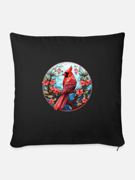 Rotkardinal Kardinal Vogel - Sofakissen mit Füllung 45 x 45 cm - Schwarz