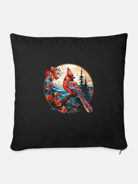 Rotkardinal Kardinal Vogel - Sofakissen mit Füllung 45 x 45 cm - Schwarz