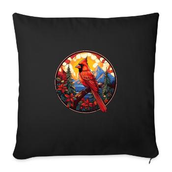 Rotkardinal Kardinal Vogel - Sofakissen mit Füllung 45 x 45 cm - Schwarz - Vorne