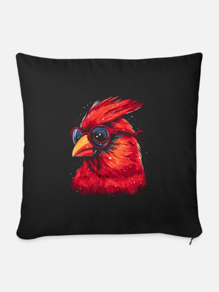 Rotkardinal Kardinal Vogel - Sofakissen mit Füllung 45 x 45 cm - Schwarz
