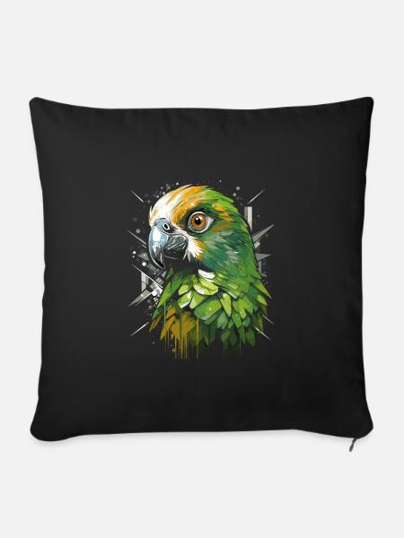 Wellensittich Sittich - Sofakissen mit Füllung 45 x 45 cm - Schwarz