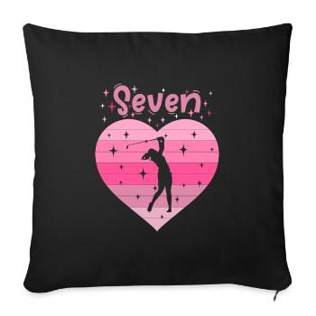7. Geburstag Golf Golferin Mädchen Tochter - Sofakissen mit Füllung 45 x 45 cm - Schwarz - Vorne