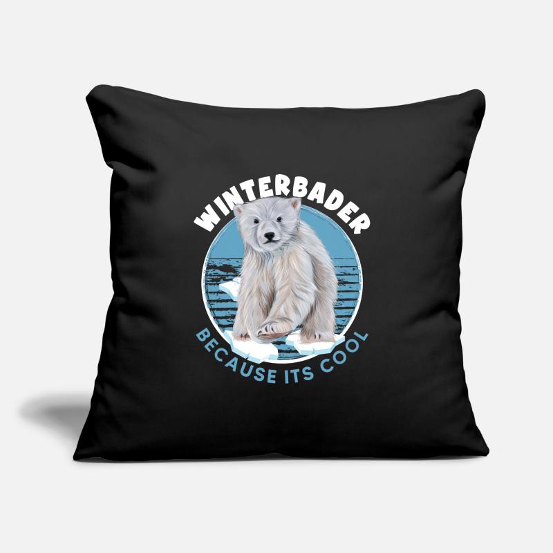 winterbader eisbader eisbär geht eisbaden Sofakissen mit Füllung 45 x 45 cm