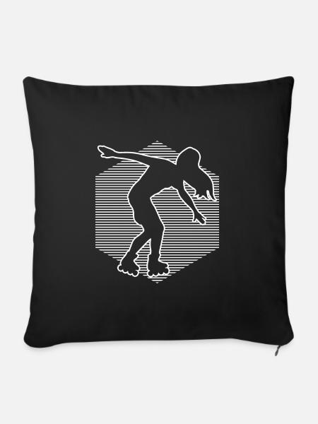 Rollschuhlaufen Rollerskaten Rollschuh Rollerskate - Sofakissen mit Füllung 45 x 45 cm - Schwarz