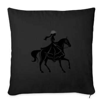 Balade à cheval pour fille - Coussin et housse de 45 x 45 cm - noir - Devant