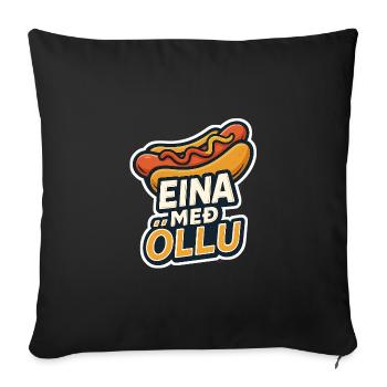 Eina með öllu – Isländischer Hotdog - Sofakissen mit Füllung 45 x 45 cm - Schwarz - Vorne
