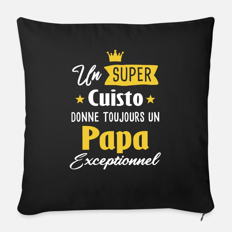 Papa Cuisinier - Coussin et housse de 45 x 45 cm - noir