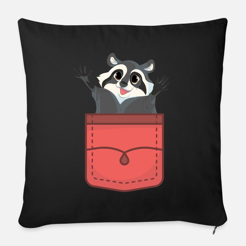 Waschbären Geschenk Waschbär - Sofakissen mit Füllung 45 x 45 cm - Schwarz