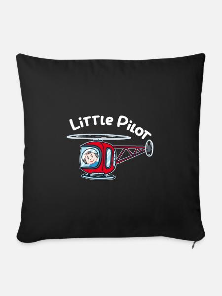 Kleiner Helipilot Hubschrauberpilot - Sofakissen mit Füllung 45 x 45 cm - Schwarz