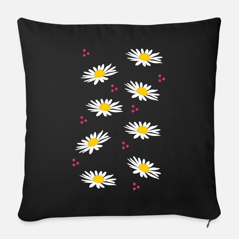 weiße Margariten - der Frühling ruft - Sofakissen mit Füllung 45 x 45 cm - Schwarz