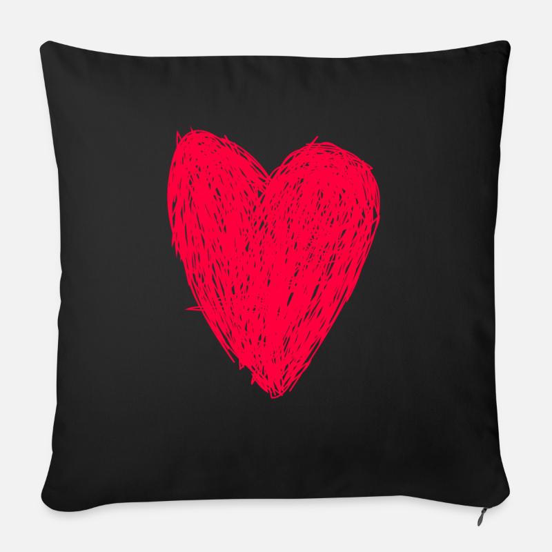 Rotes Herz - Sofakissen mit Füllung 45 x 45 cm - Schwarz