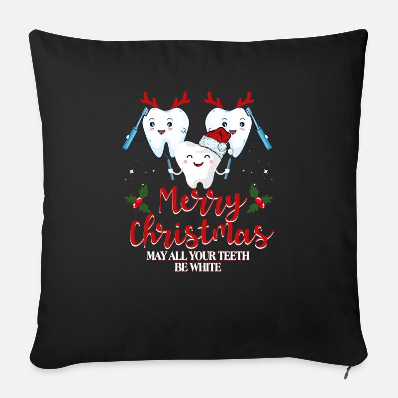 Merry Christmas May All Your Teeth Be White - Sofa pillow with filling 45cm x 45cm - black