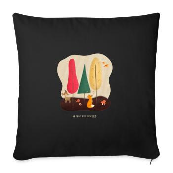 Nature Lovers - Herbst Design Reh & Fuchs im Wald - Sofakissen mit Füllung 45 x 45 cm - Schwarz - Vorne
