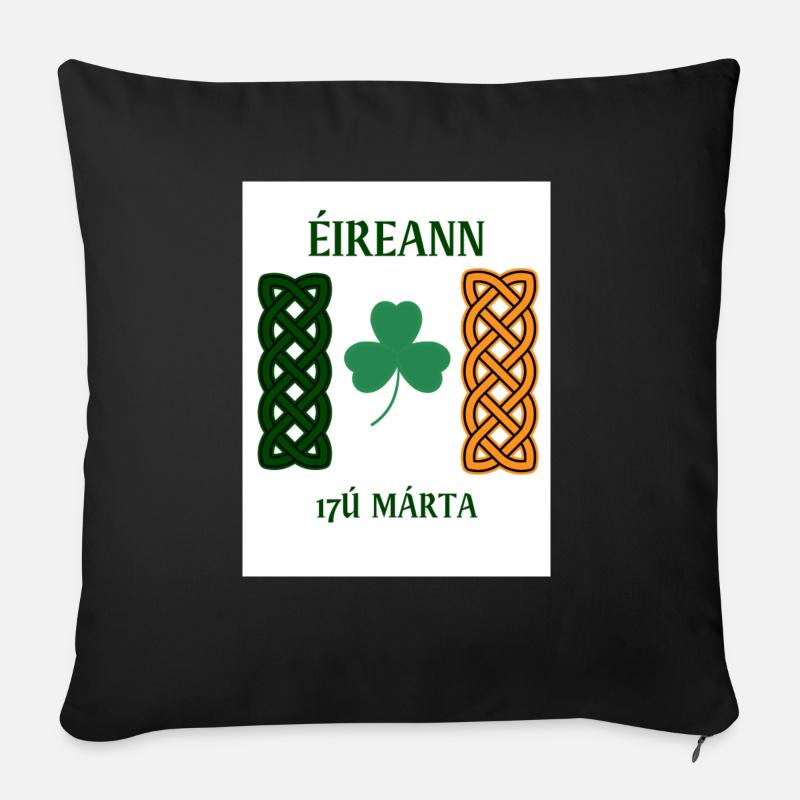 Eireannflagshamrock - Coussin et housse de 45 x 45 cm - noir