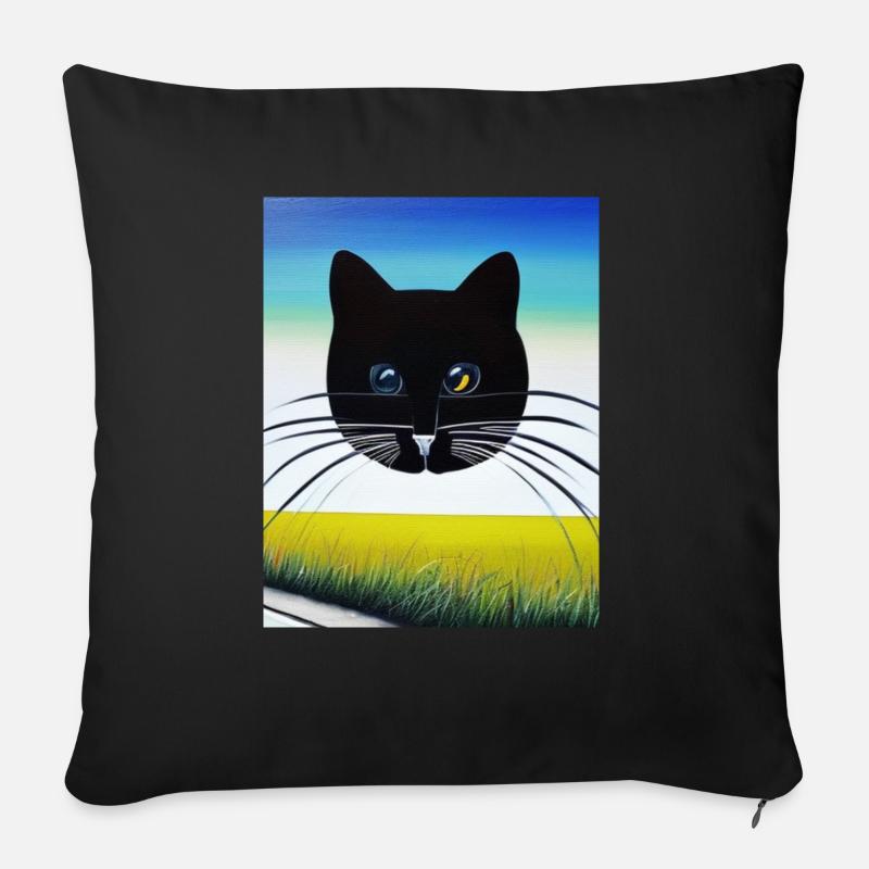 Katze - Sofakissen mit Füllung 45 x 45 cm - Schwarz