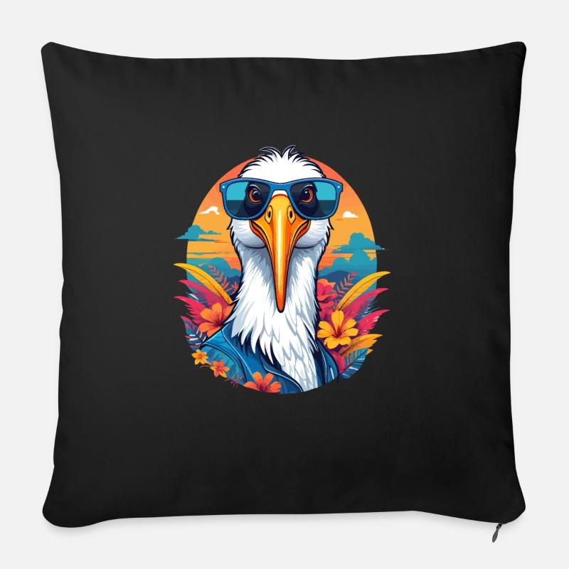 Cigogne - Coussin et housse de 45 x 45 cm - noir