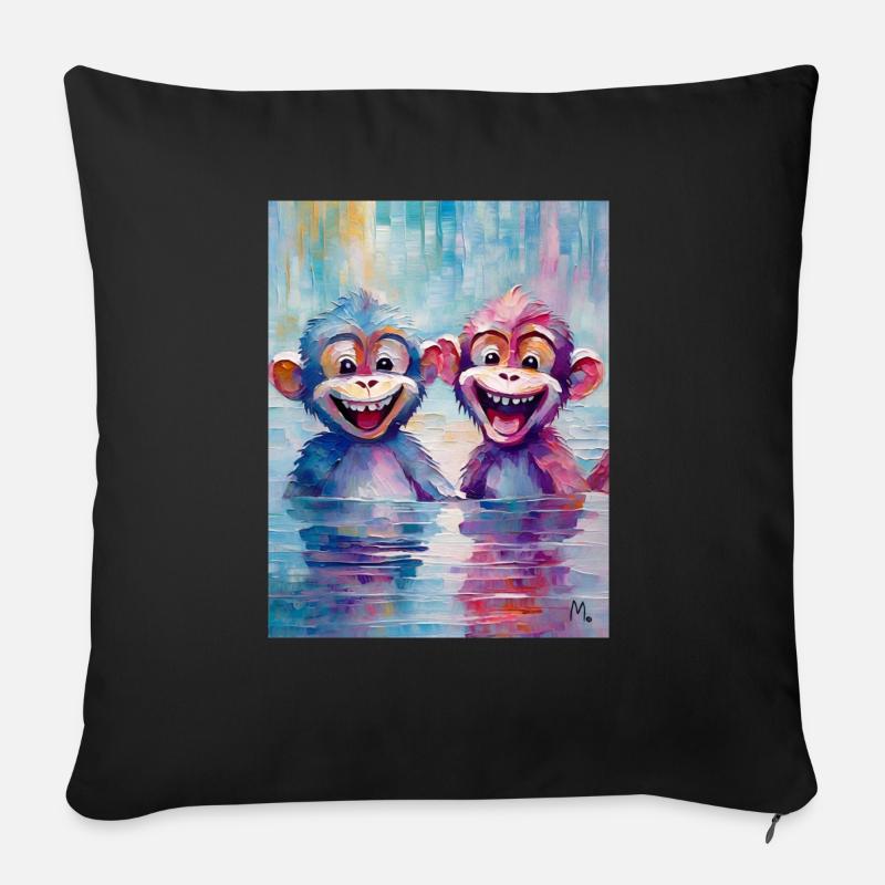 Bébé singe - Coussin et housse de 45 x 45 cm - noir