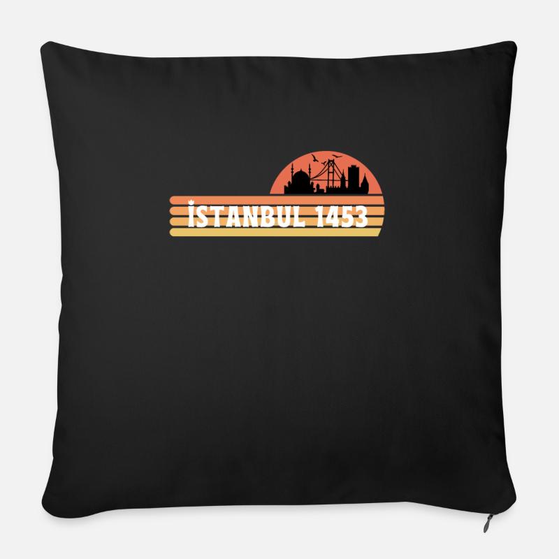 Skyline d’Istanbul dans un design rétro - Coussin et housse de 45 x 45 cm - noir