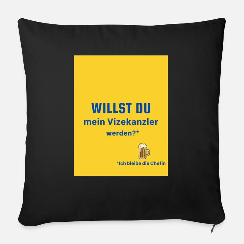 Willst DU - Coussin et housse de 45 x 45 cm - noir
