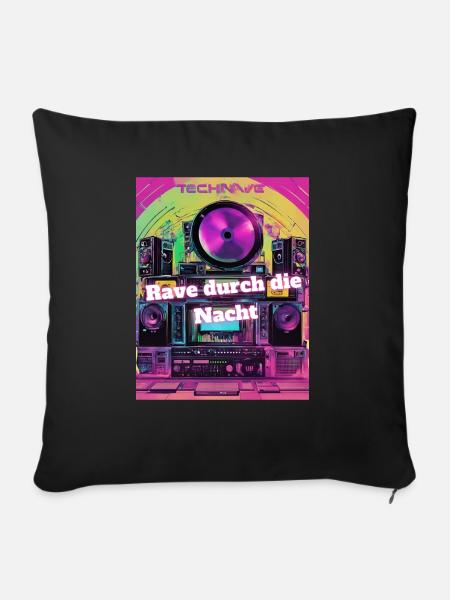 Rave durch die Nacht - Sofakissen mit Füllung 45 x 45 cm - Schwarz