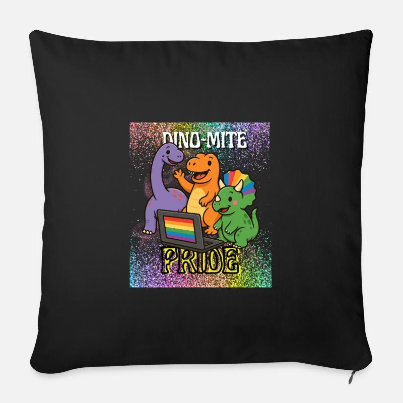 DINO MITE - CSD - Rainbow - Pride - Sofa pillow with filling 45cm x 45cm - black