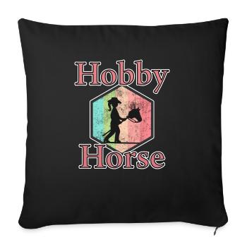 Hobby Horsing Hors Retro Sport Geschenk - Sofakissen mit Füllung 45 x 45 cm - Schwarz - Vorne