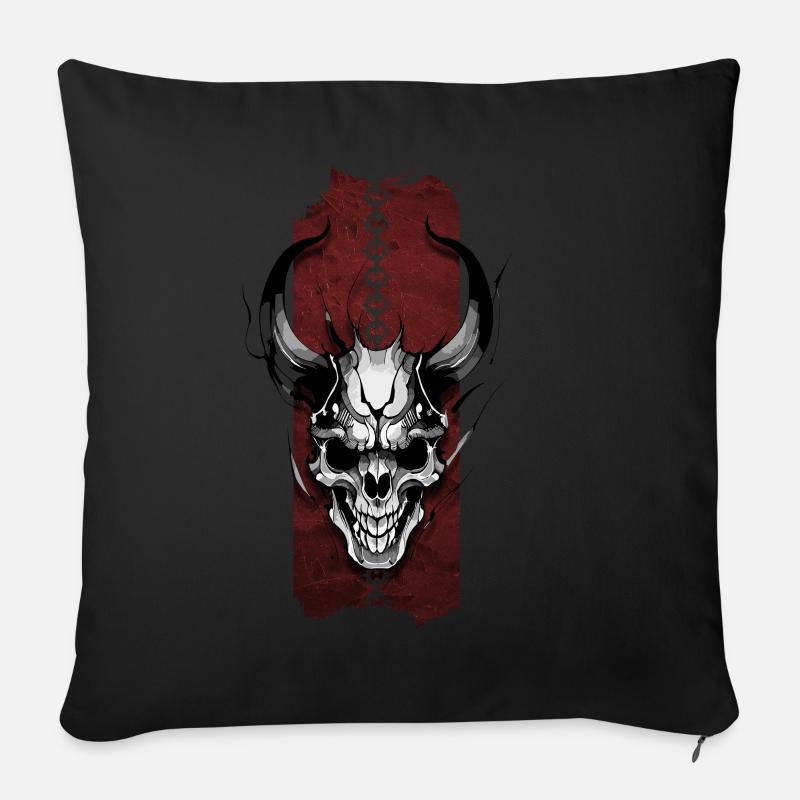 Griff des Dämons: Finsterer Schädel - Sofakissen mit Füllung 45 x 45 cm - Schwarz